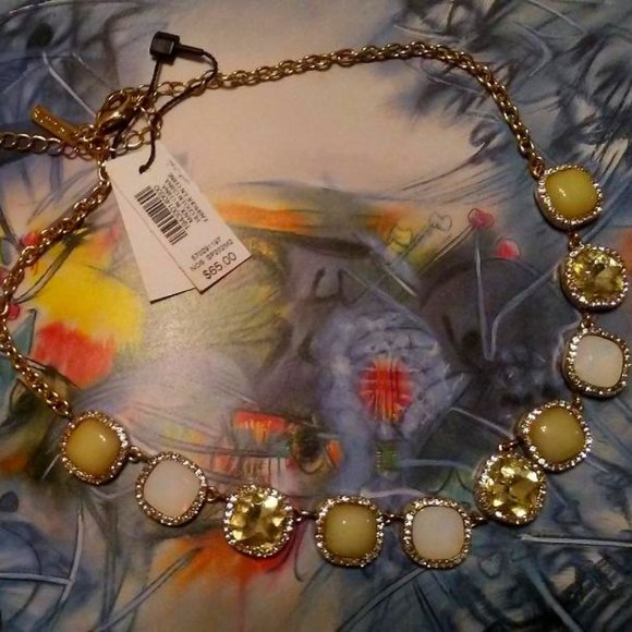 WHBM Gold Tone Stone & Opal Necklace - Picture 3 of 5